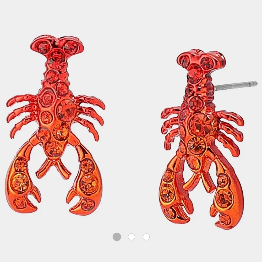 🦞▪️ Betsey Johnson ▪️Mermaid Jewels Johnson Gorgeous Lobster Red  Earrings